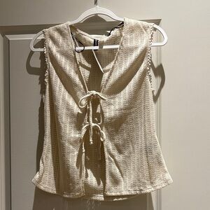 H&M Cream Tie-Front Knit Sleeveless Camisole